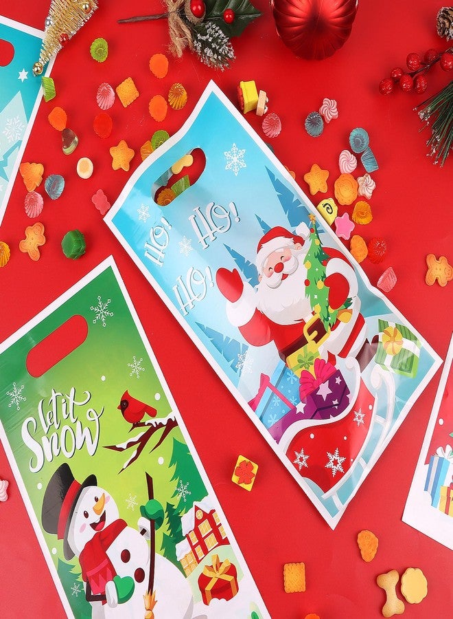 لوفر أكياس هدايا عيد الميلاد من لوفر، 72 قطعة، أكياس بلاستيكية لتوزيع الحلوى والوجبات الخفيفة مع مقبض، مثالية لتوزيعات حفلات عيد الميلاد وتغليف هدايا الحلوى. - Image 3